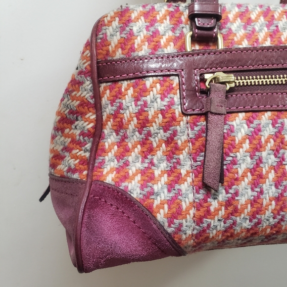 Vtg COACH Limited Edition Hamptons tweed Houndstooth Satchel RARE - Picture 7 of 15